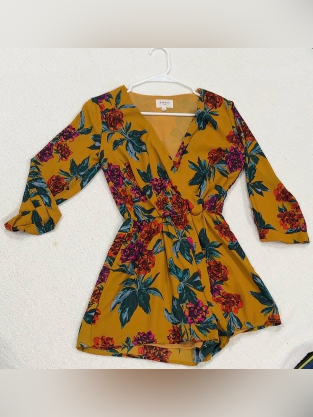 Everly Mustard Floral Romper size Small